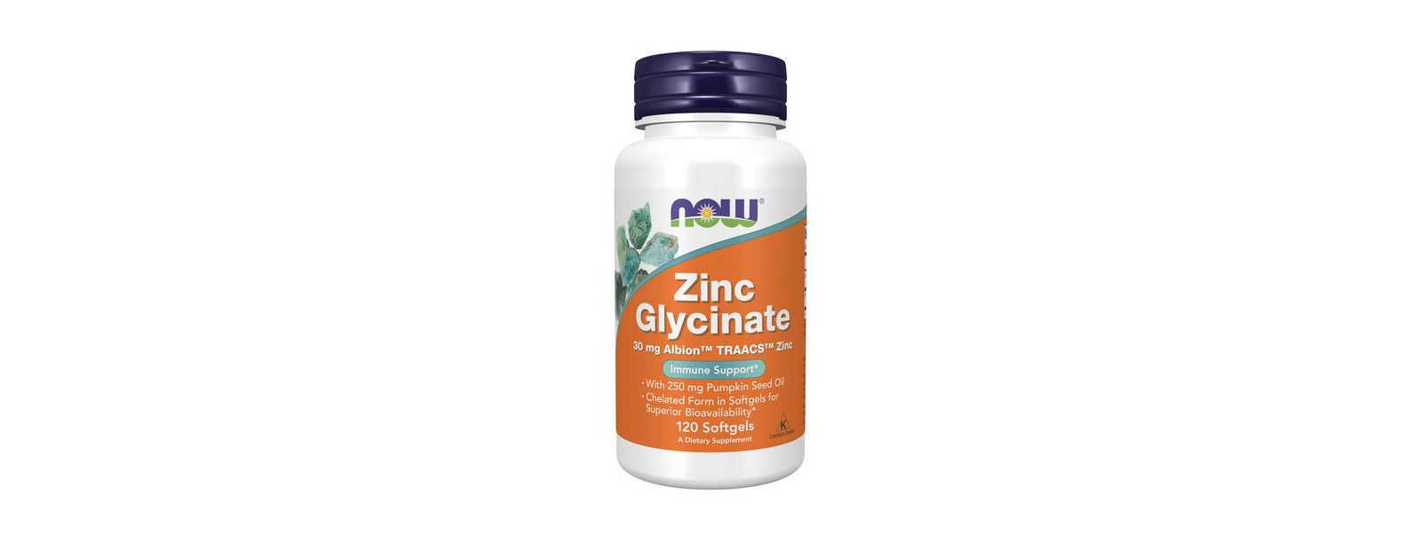 NOW Foods Zinc Glycinate Softgels, 30 Mg, 120 Count