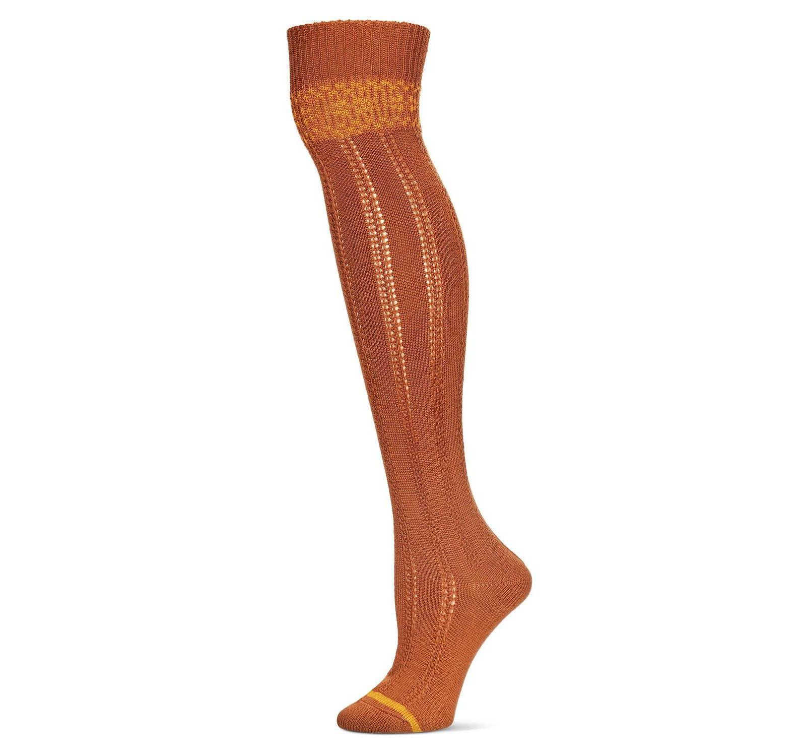 MeMoi Women's Fair Isle Border Wool Blend Over The Knee Warm Sock