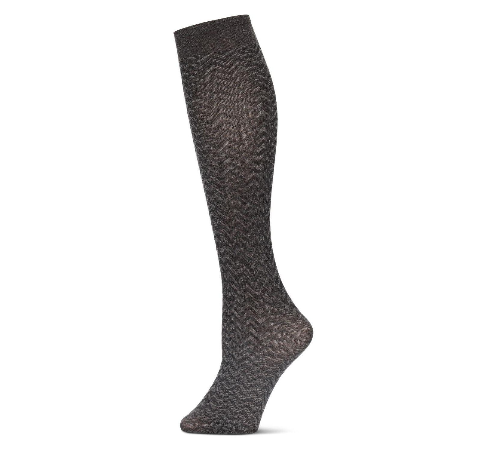 MeMoi Women's Horizontal Zag Opaque Knee High Socks