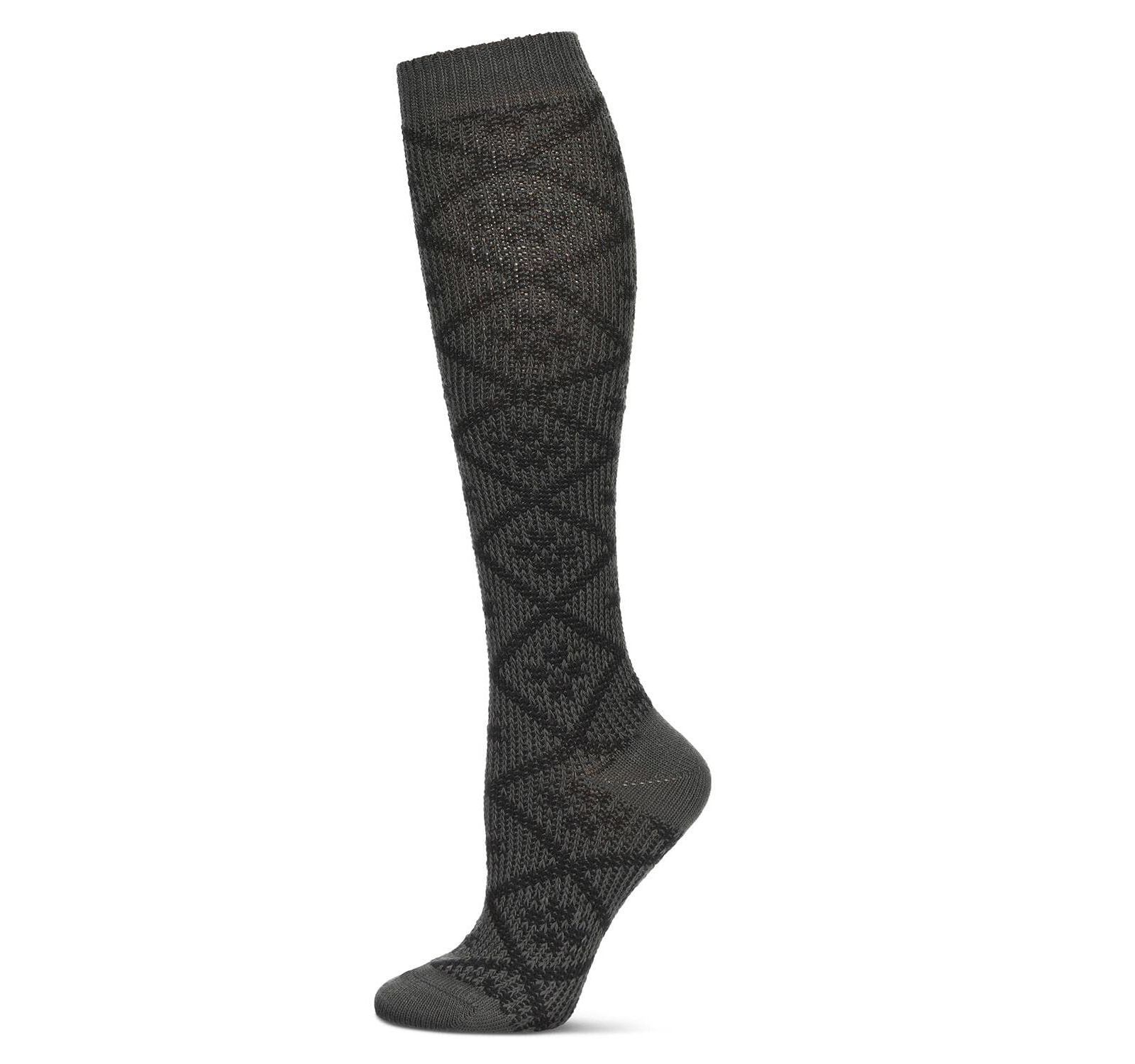 MeMoi Women's Open Crochet Diamond Pattern Chunky Knee High Sock