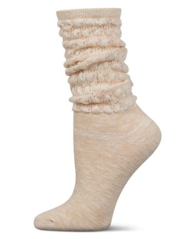 MeMoi Women's Contessa Loose Knit Slub Extended Crew Socks