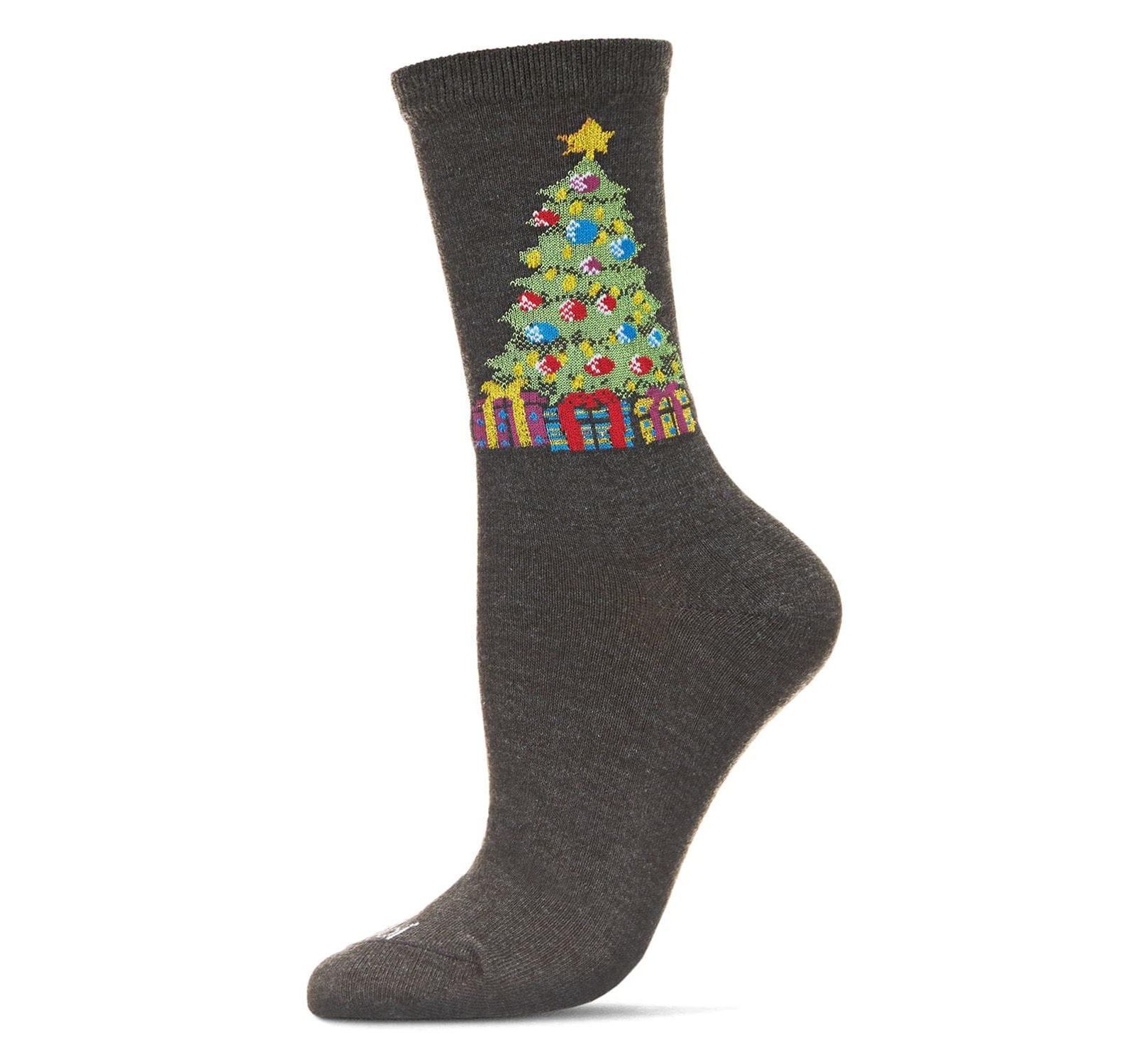 MeMoi Women's Christmas Tree & Presents Holiday Crew Socks
