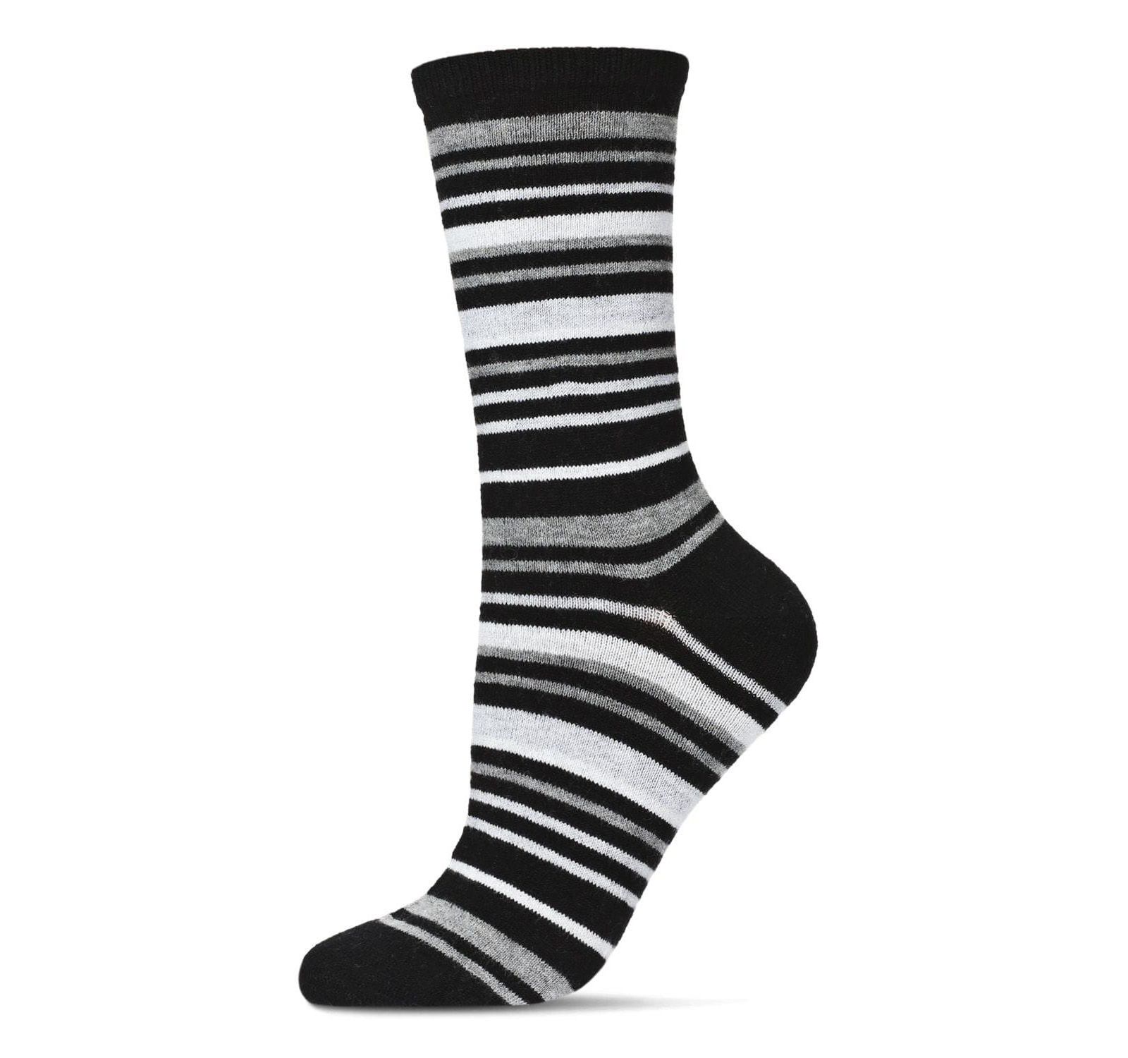 MeMoi Women's Soft Striped Cashmere Crew Socks