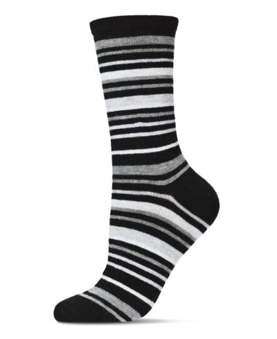 MeMoi Women's Soft Striped Cashmere Crew Socks