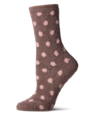 MeMoi Women's Polka Dot Non-Skid Lavender Infused Crew-Length Cozy Spa Sock