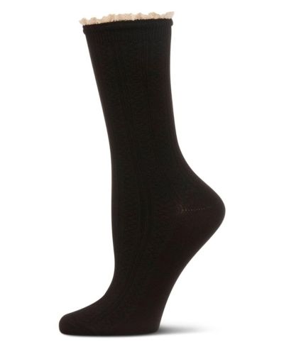 MeMoi Women's Prairie Lace Crew Socks