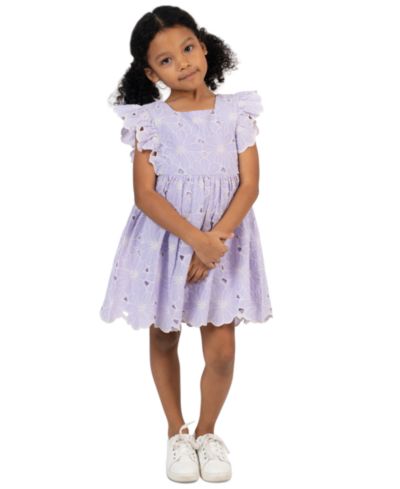 Rare Editions Платье в клетку Eyelet для девочек 2T-6X