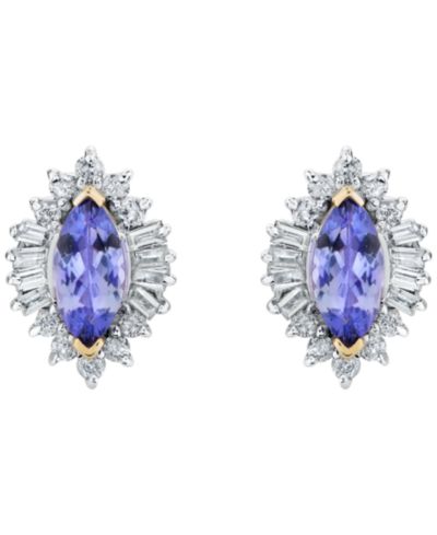Macy's Tanzanite (3/4 ct. t.w.) & Diamond (1/2 ct. t.w.) Stud Earrings in 10k Yellow Gold