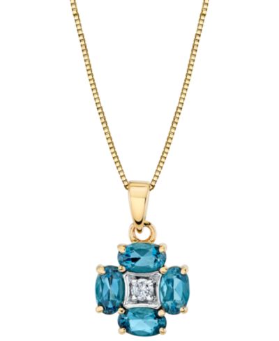 Подвеска Macy's Blue Topaz (1-3/8 ct. t.w.) & Diamond Accent в 14k Yellow Gold