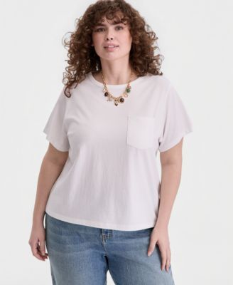 On 34th Trendy Plus Size Everyday Pocket T-Shirt, Macy's Exclusive
