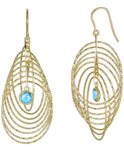 Macy's Sky Blue Topaz (2 ct. t.w.) Bezel Spiral Drop Earrings in 14k Gold-Plated Sterling Silver (Also Available in Citrine)