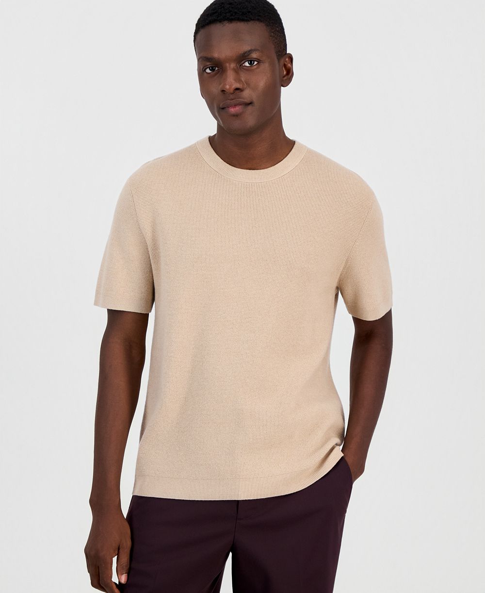 Alfani Men's Short-Sleeve Textured Mercerized T-Shirt, Macy's Exclusive