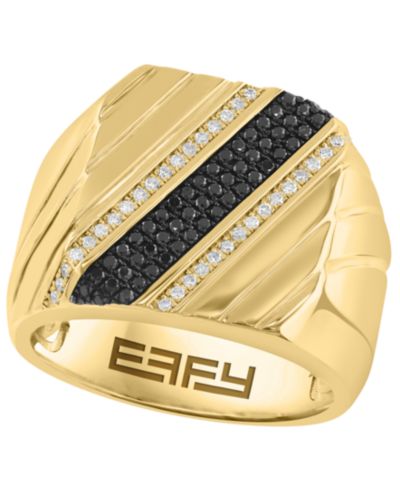EFFY Collection Мужское кольцо с бриллиантом (3/8 ct. t.w.) в золоте 14k поверх серебра