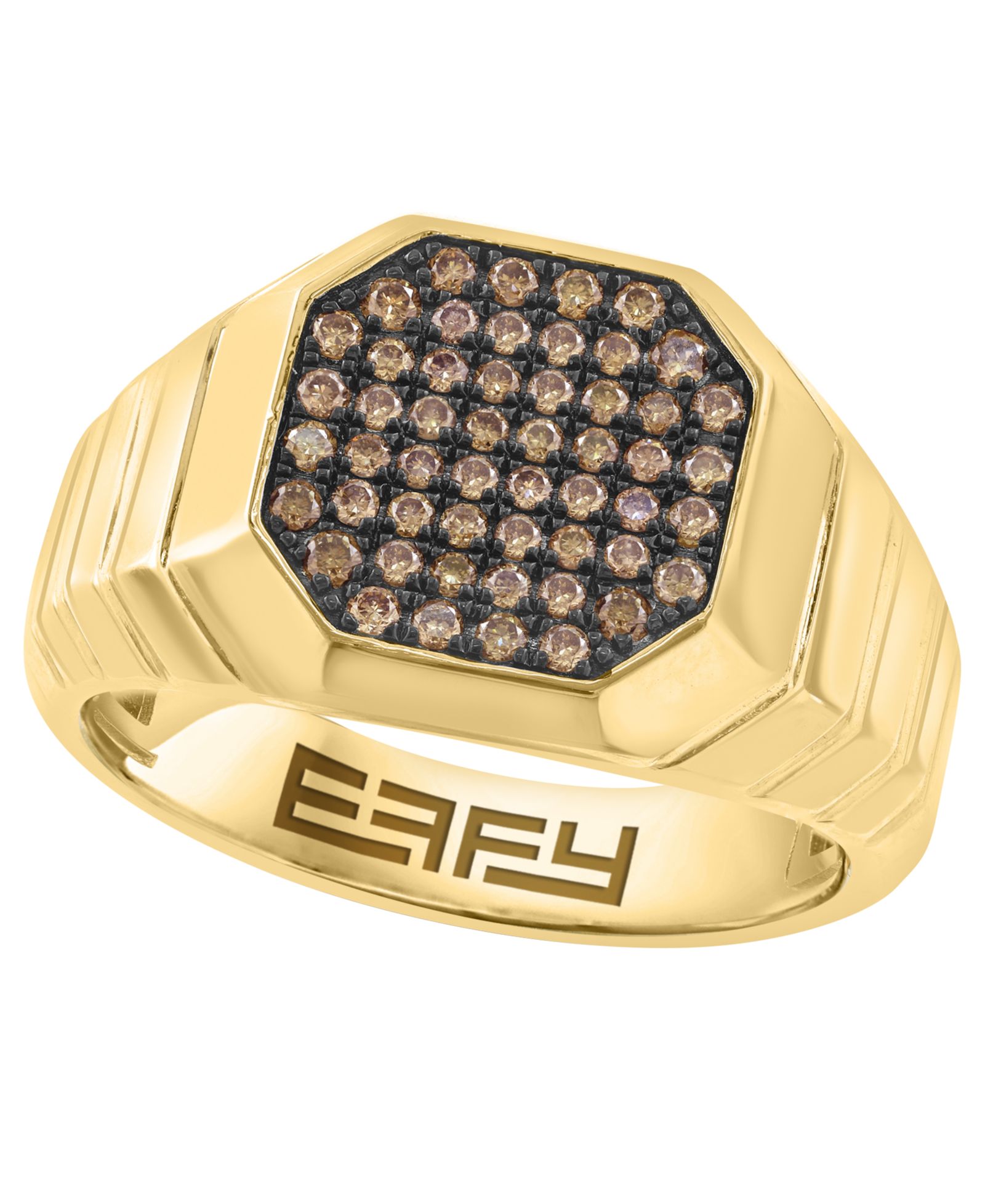 EFFY Collection Мужское кольцо с коричневым бриллиантом (1/2 ct. t.w.) в 14k золоте поверх серебра