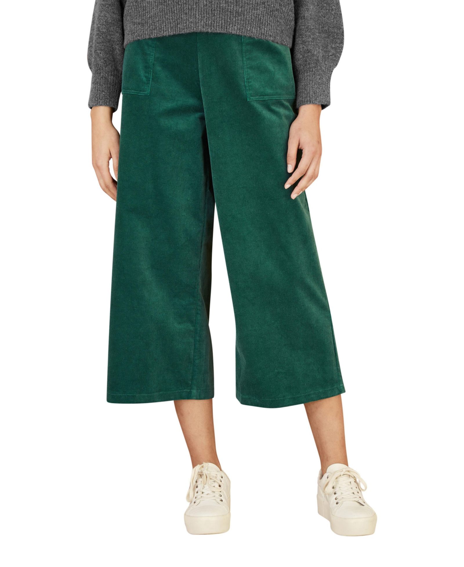 Yumi Women's Cord Cropped Wide Leg Pants