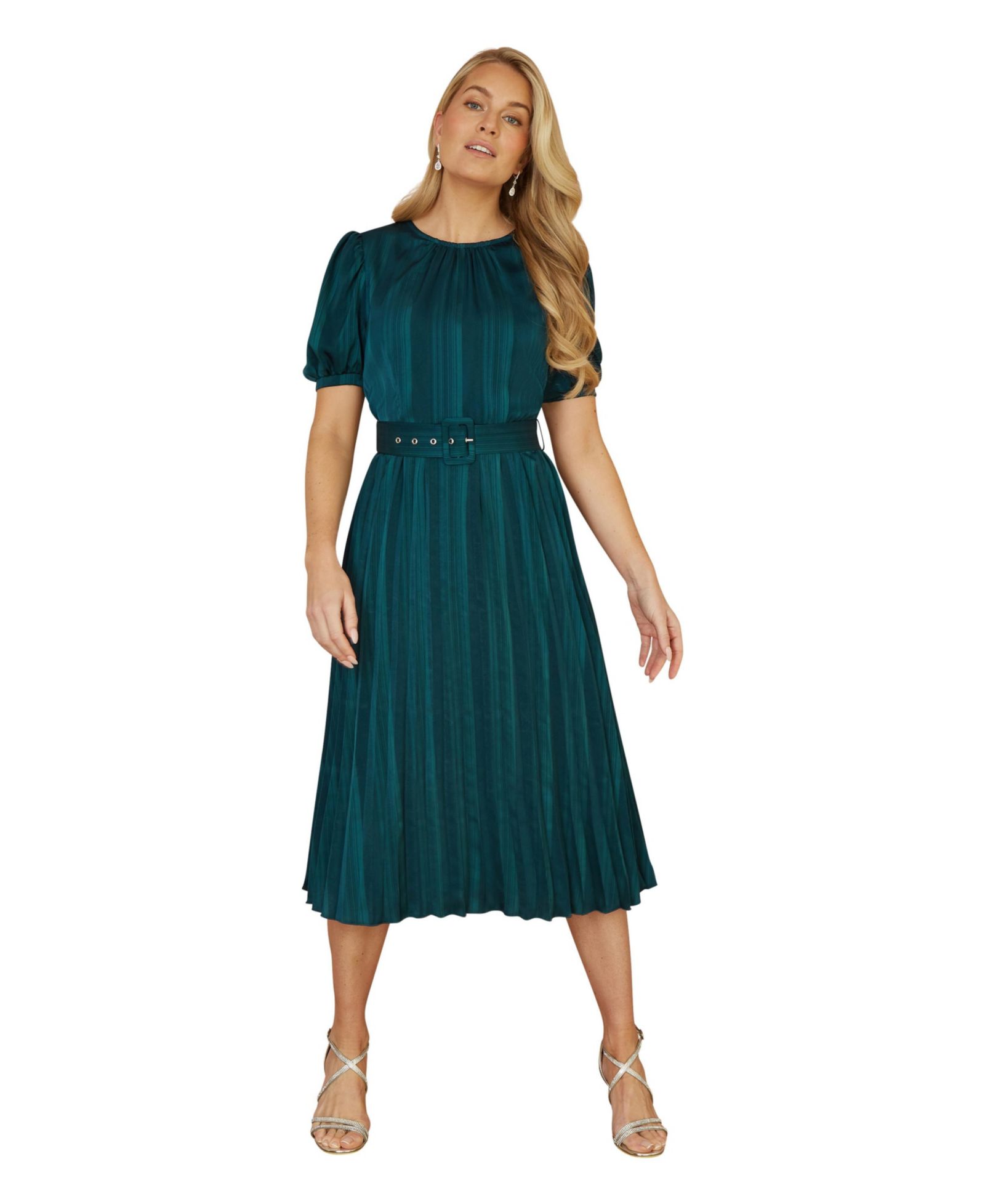 Женское миди-платье Yumi Satin Pleated Stripe