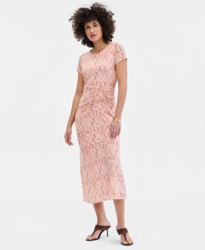 I.N.C. International Concepts Women's Short-Sleeve Mesh Midi Dress, Macy's Exclusive