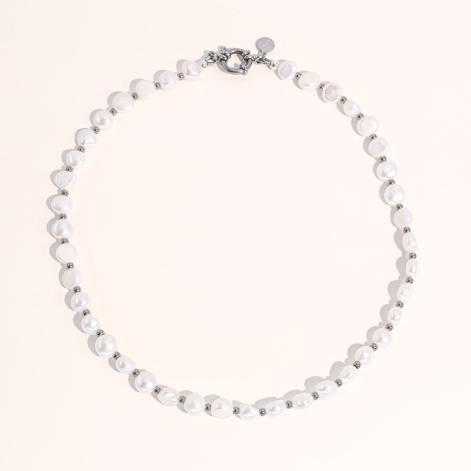 Chunky Pearl  Silver Jean Necklace