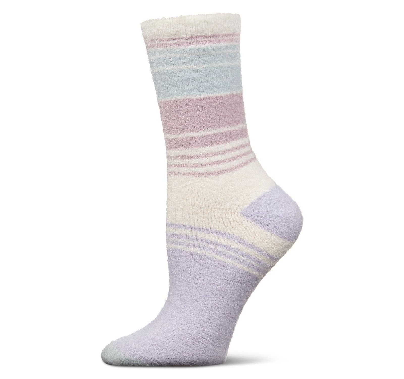 MeMoi Women's Stripes Aloe Infused Crew Socks