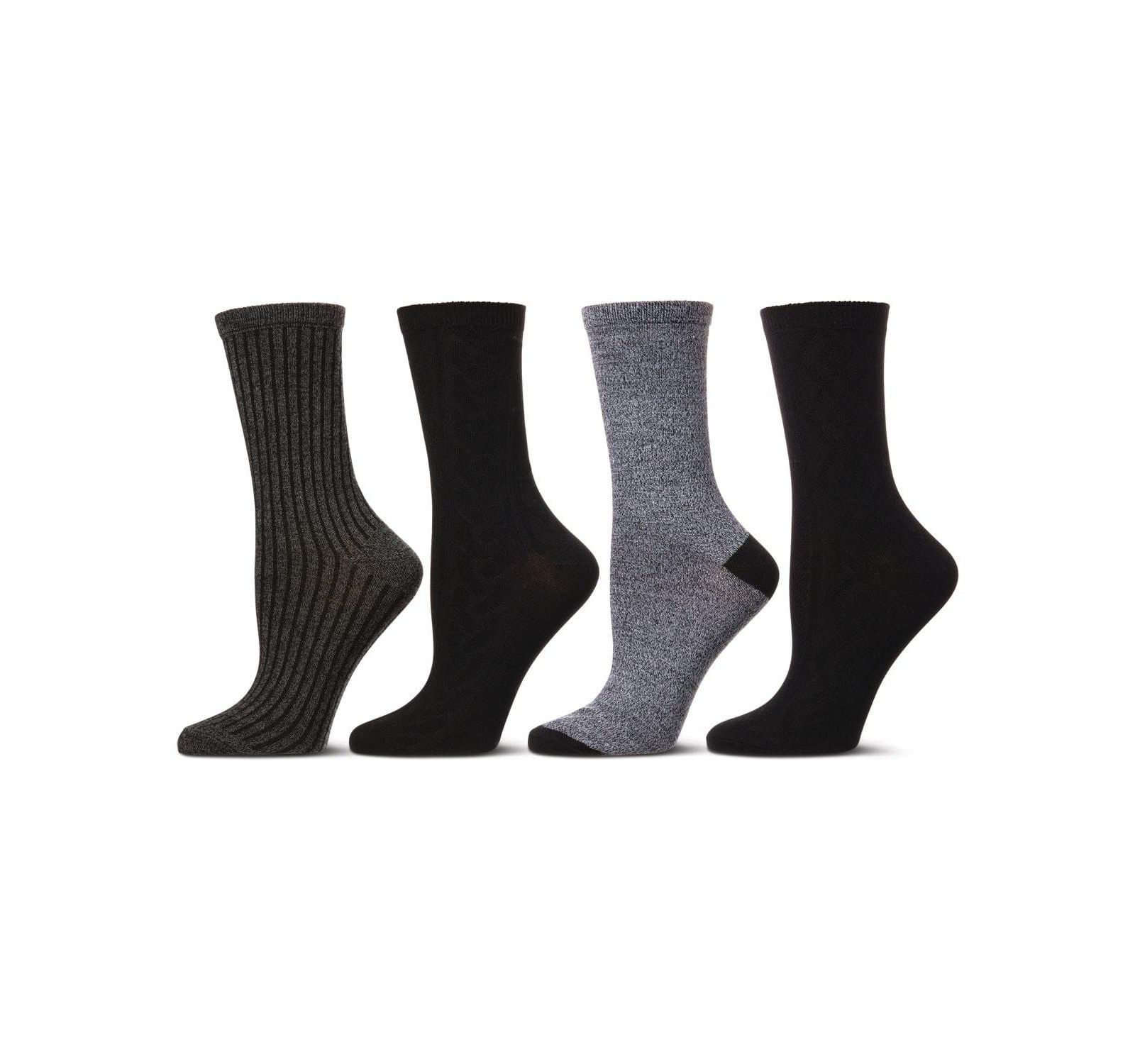 MeMoi Women's 4 Pair Pack Textured Buttersoft Crew Socks