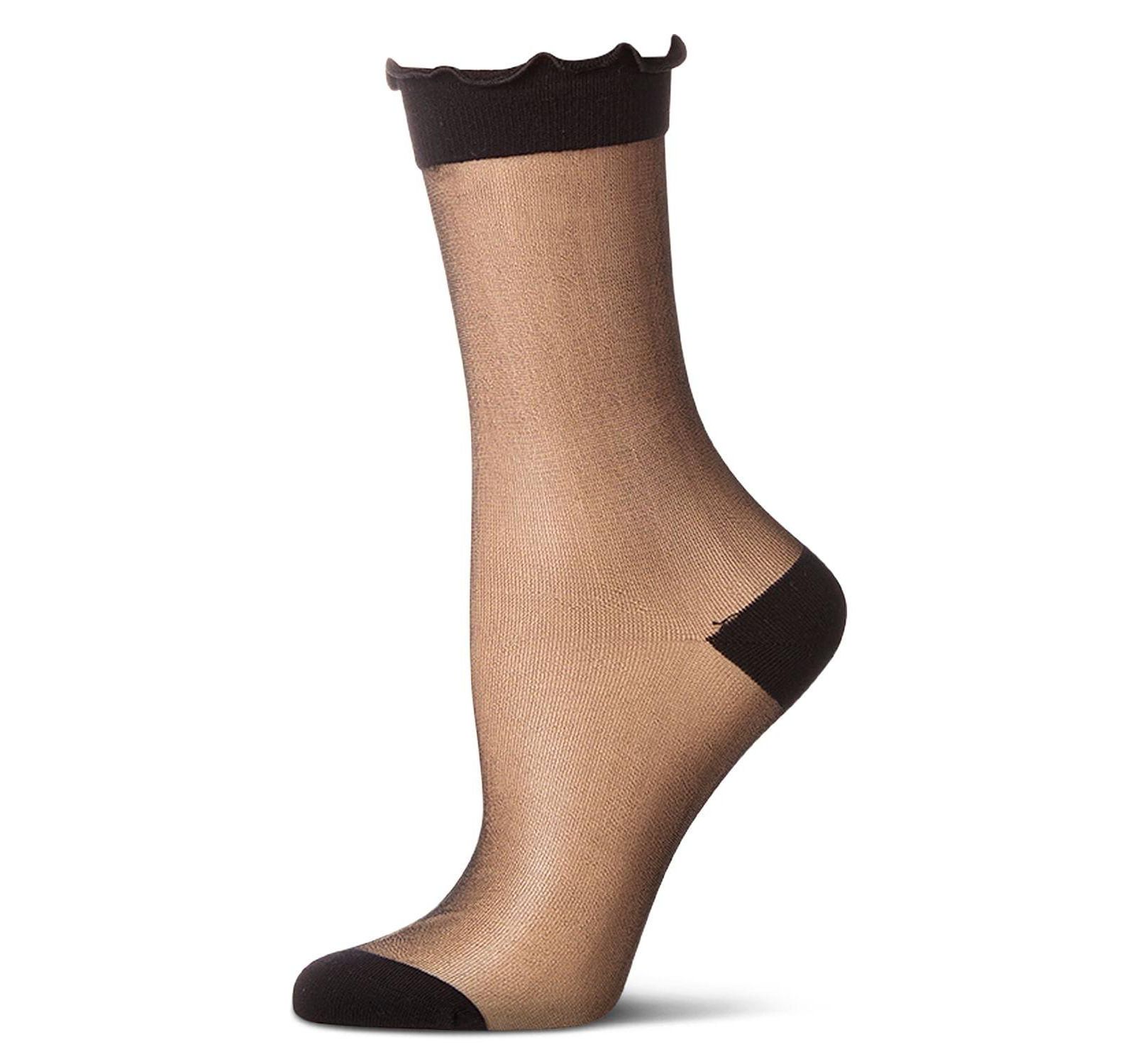 MeMoi Women's Lettuce-Edge Silky Sheer Crew Sock