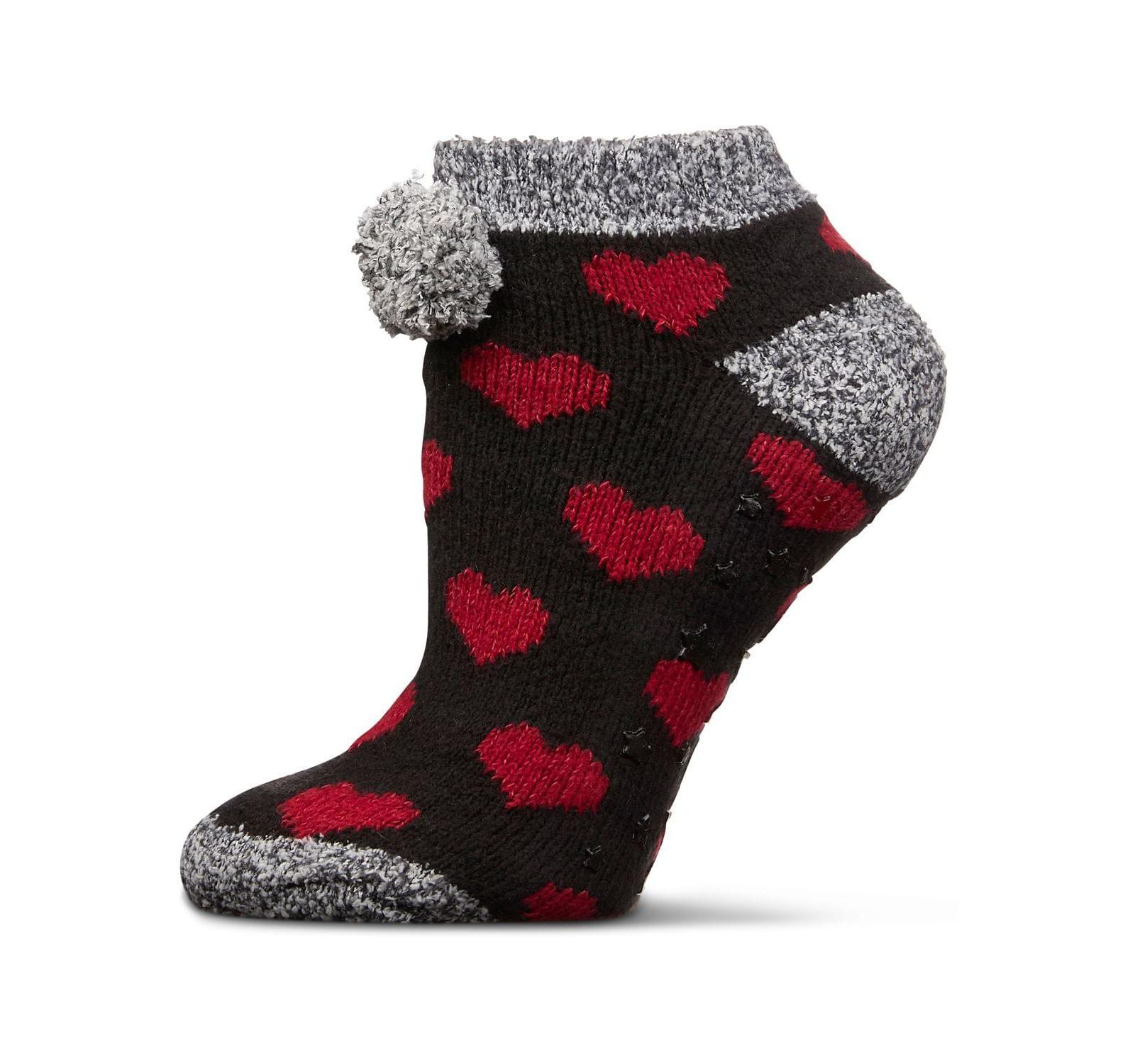 MeMoi Women's Color Hearts Buttersoft Plush Lined Low Cut Socks