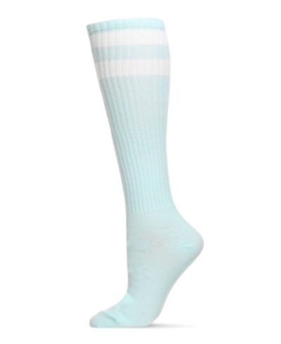 MeMoi Women's Ribbed Rugby Athletic Stripe Knee High Socks