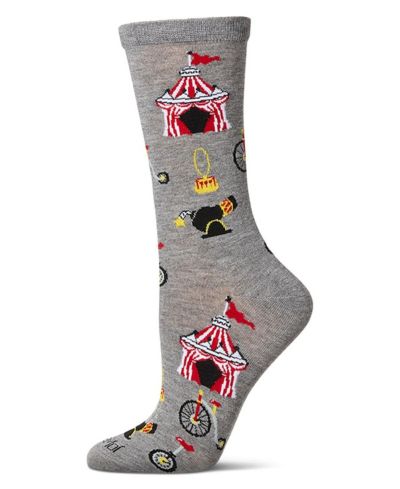 MeMoi Women's "Circus Tent" Rayon Blend Novelty Crew Sock