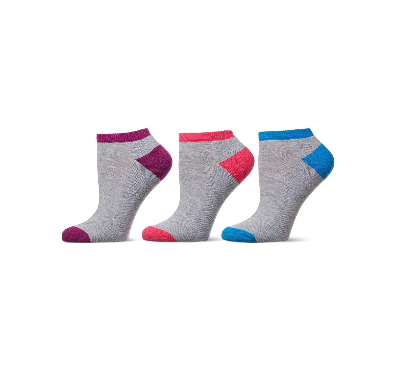 MeMoi Women's 6 Pair Pack Highlight Tips Half Cushioned Low Cut Socks