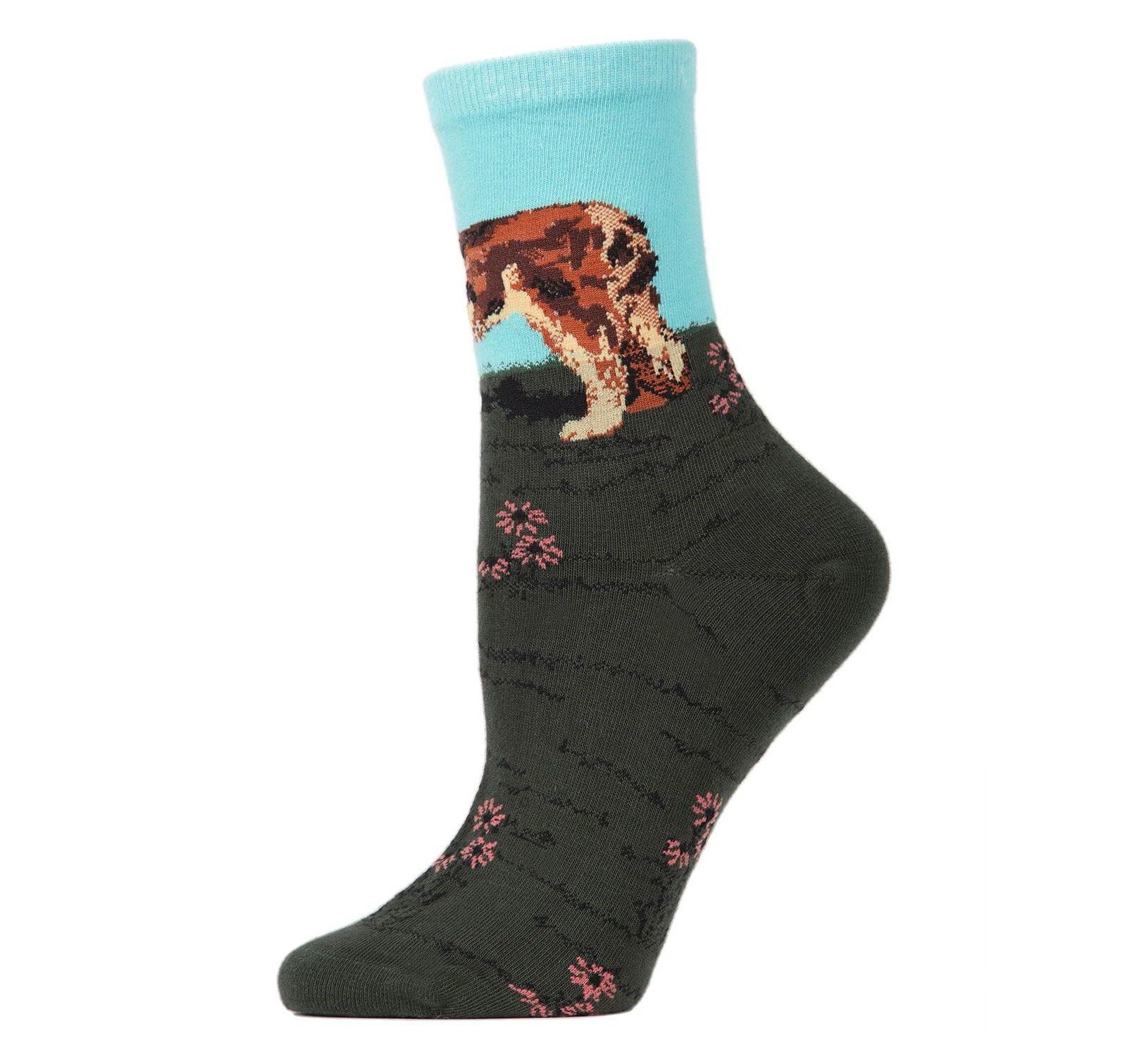 Женческие носки MeMoi Saint Bernard Limited Edition Art Cotton Blend Crew Sock