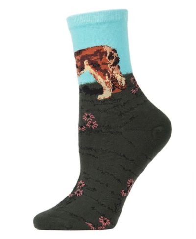 Женческие носки MeMoi Saint Bernard Limited Edition Art Cotton Blend Crew Sock