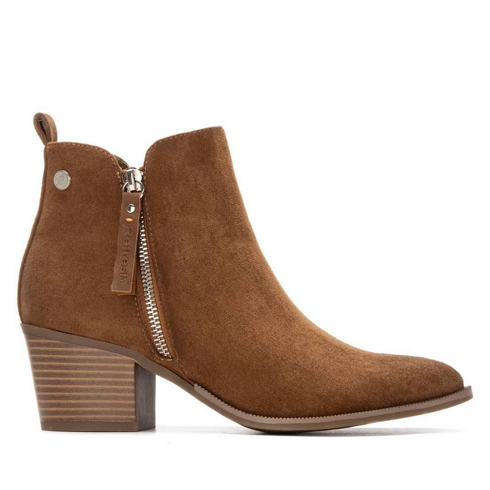 XTI Women's Block Heel Suede Ankle Booties Refresh Collection