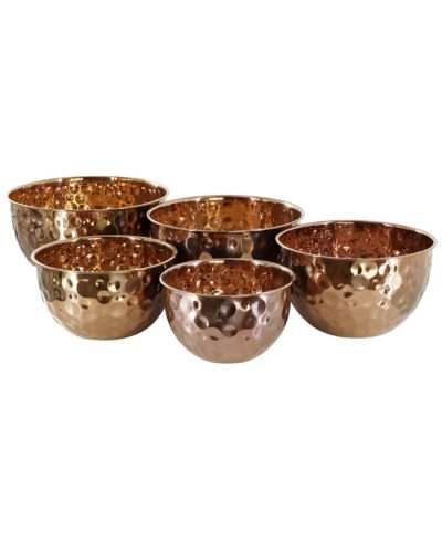 Набор из 5 медных serving bowls из нержавеющей стали с молотой текстурой MegaChef