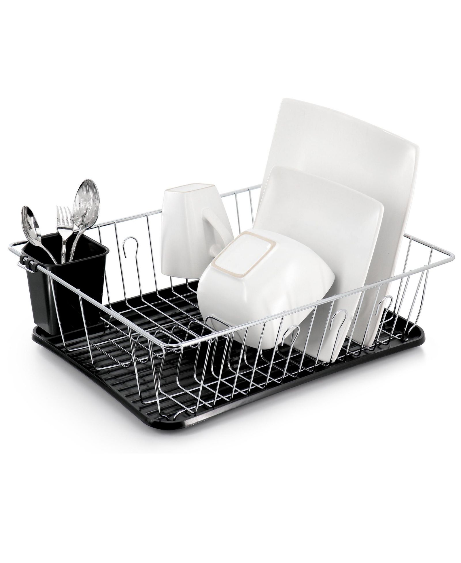 Сушилка для посуды MegaChef Chrome Plated и Plastic, 16 дюймов, черная