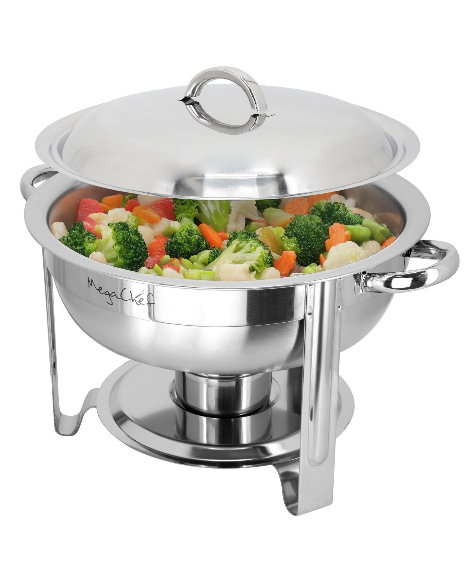 MegaChef 3.7 Quart Round Stainless Steel Professional Chafing Dish/Food Warmer/Buffet Server Serving Trays