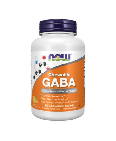 NOW Foods GABA, 250 mg, апельсиновый вкус, 90 жевательных таблеток