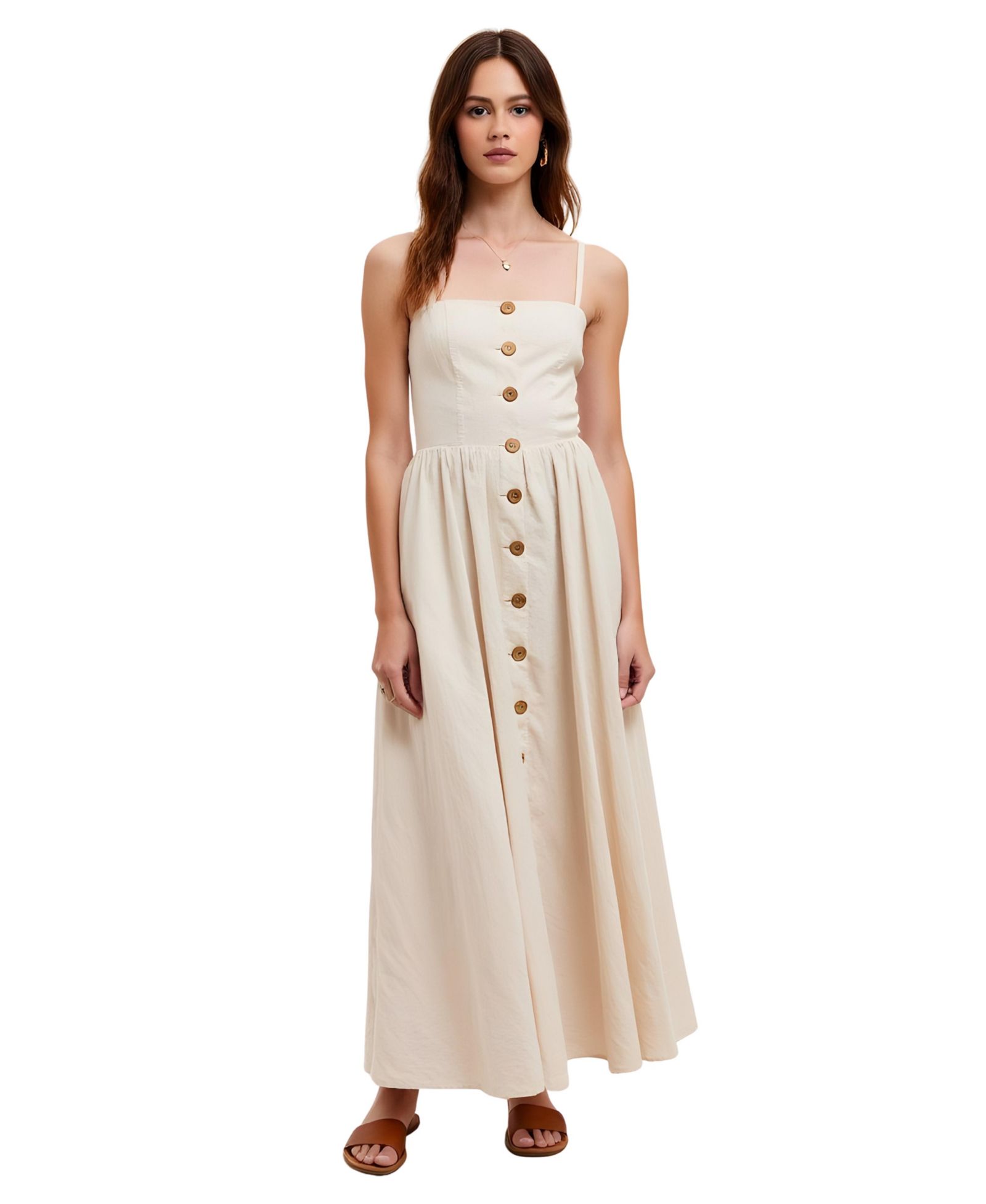 Modenaire Женское Button Front Spaghetti Straps Midi платье