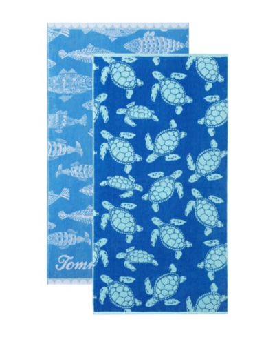 Tommy Bahama набор пляжных полотенец 2-Pc. Fish Printed Cotton