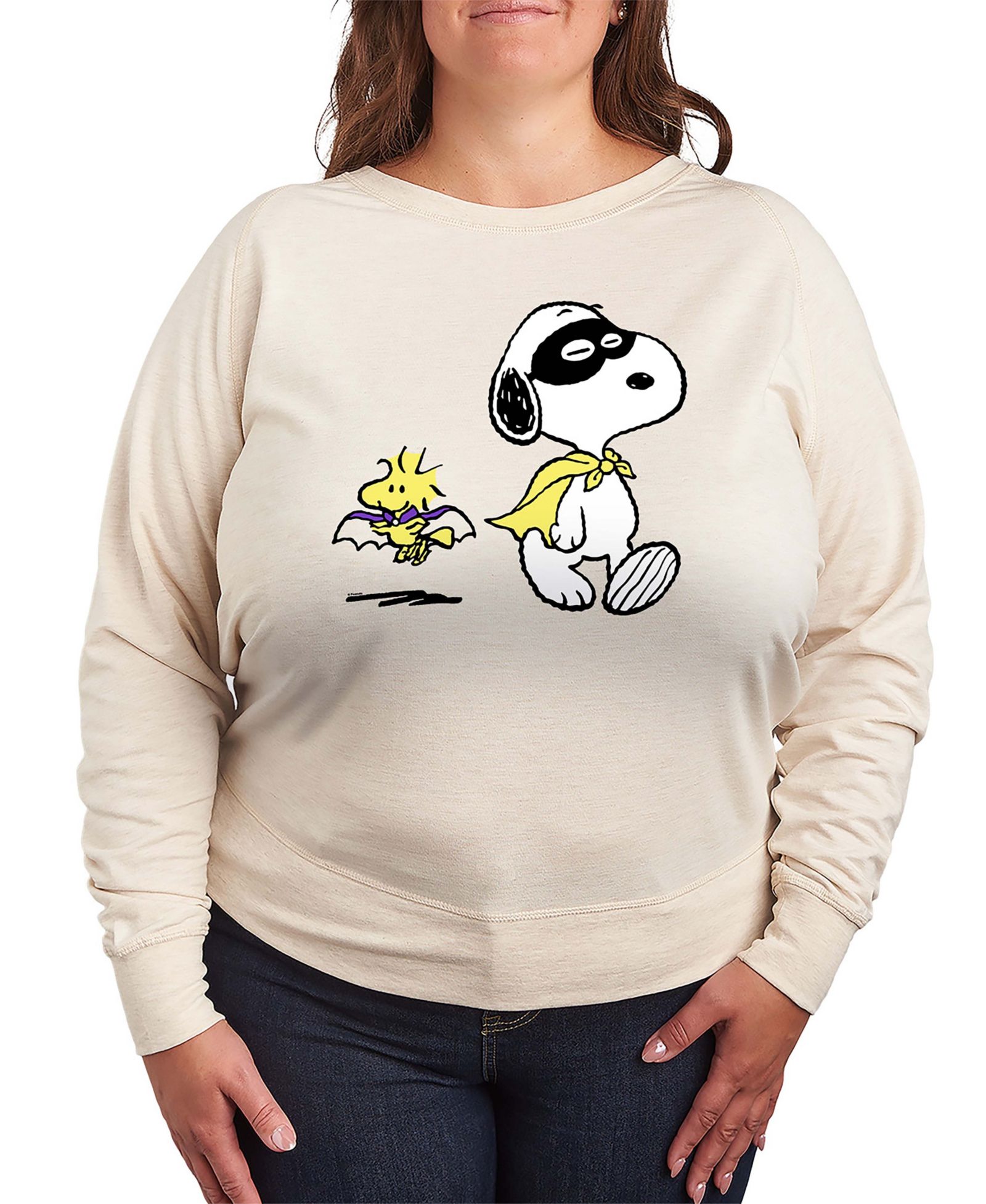 Hybrid Apparel Plus Size Snoopy and Woodstock Halloween Costume French Terry Long Sleeve T-Shirt футболка