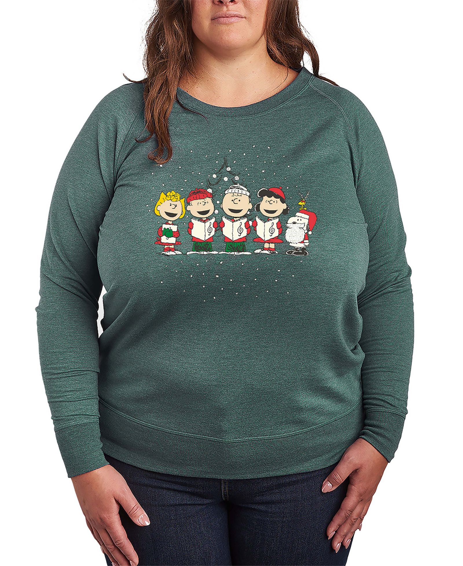 Футболка Hybrid Apparel Plus Size Peanuts Gang Christmas Caroling French Terry с длинным рукавом