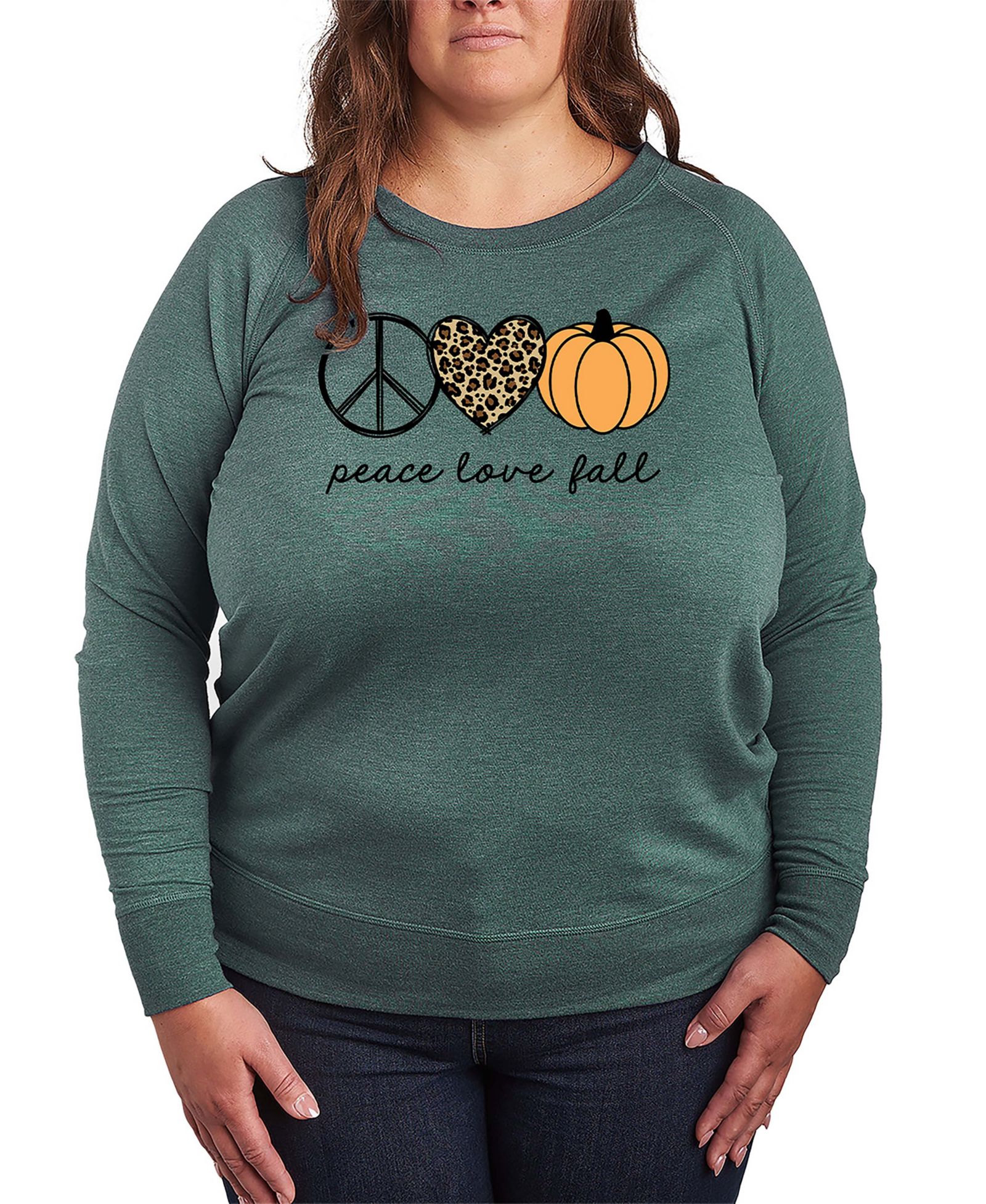 Hybrid Apparel Plus Size Футболка с длинным рукавом из футера Peace Love Fall Pumpkin