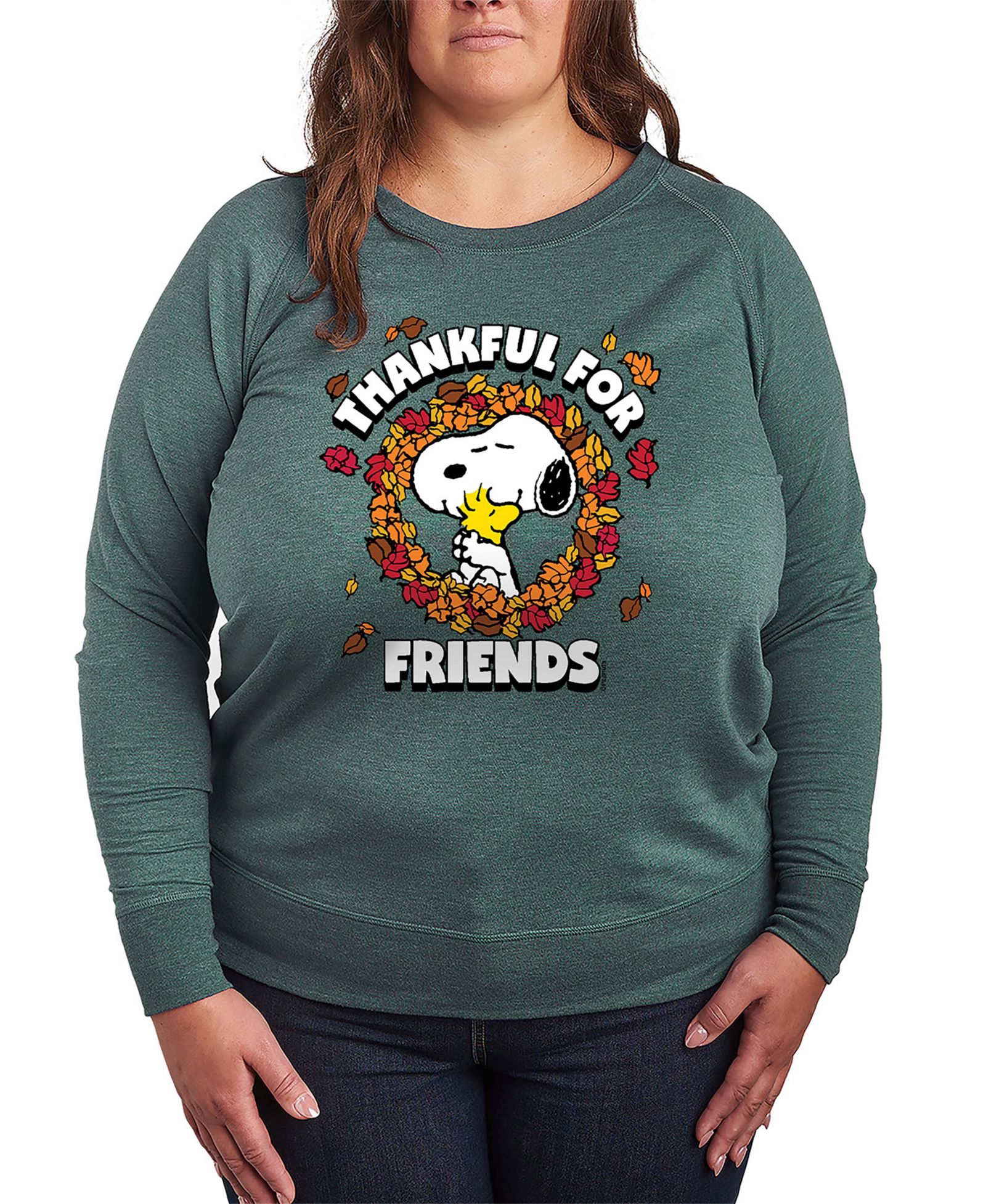 Hybrid Apparel Футболка с длинным рукавом из футера Plus Size Snoopy and Woodstock Fall Friends