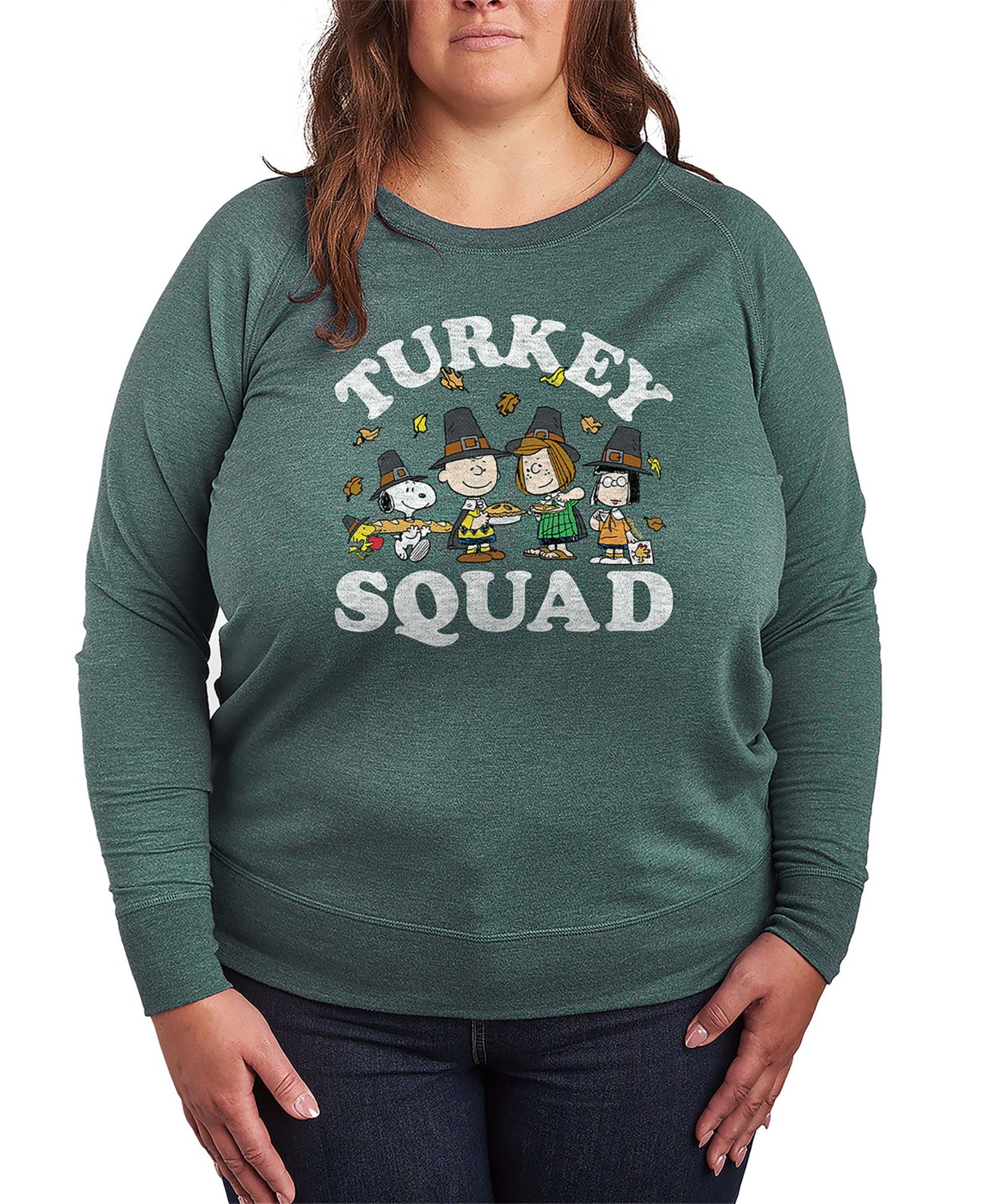 Hybrid Apparel футболка Peanuts Gang Thanks Giving Turkey Squad из футера, Plus Size