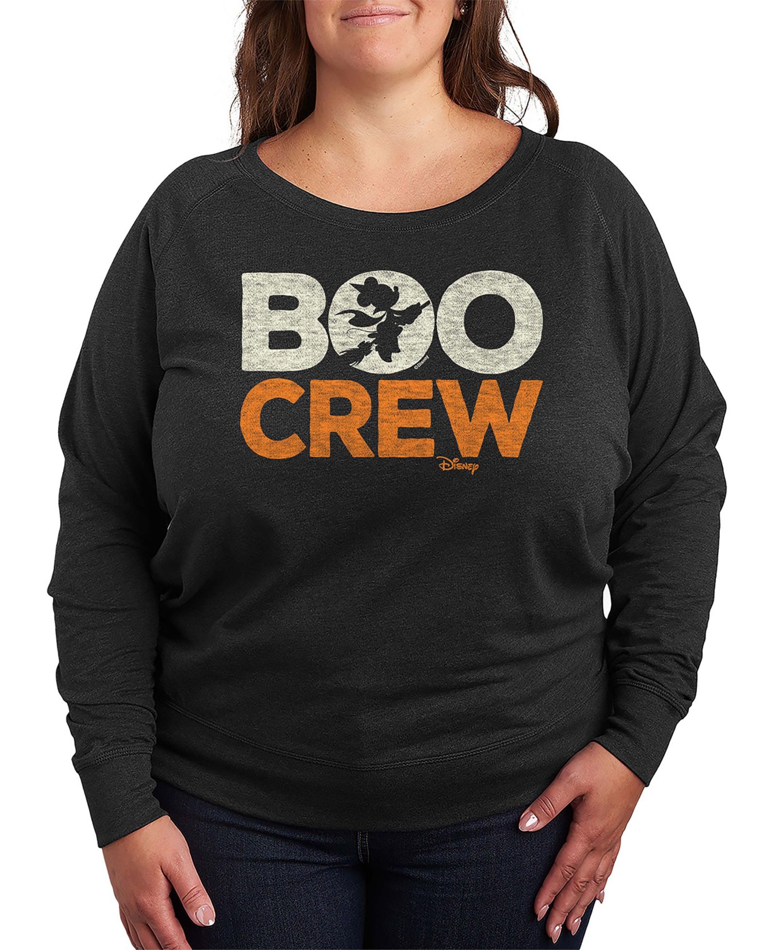 Hybrid Apparel Plus Size Disney Halloween Minnie Mouse Boo Crew French Terry Long Sleeve T-Shirt