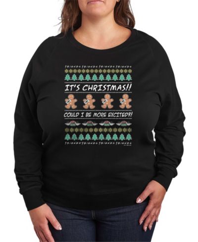 Hybrid Apparel Plus Size Friends Christmas More Excited French Terry Long Sleeve T-Shirt
