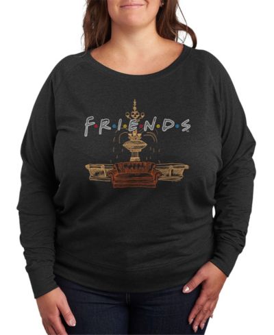Hybrid Apparel Plus Size Friends Logo Fountain and Couch French Terry Long Sleeve T-Shirt