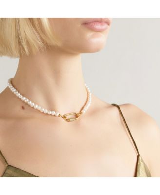 Joey Baby 7-8mm Baroque Freshwater Pearl Necklace with Gold-Plated Carabiner Clasp