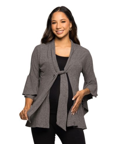 24seven Comfort Apparel женский жакет для беременных Maternity Tie Front Bell Sleeve