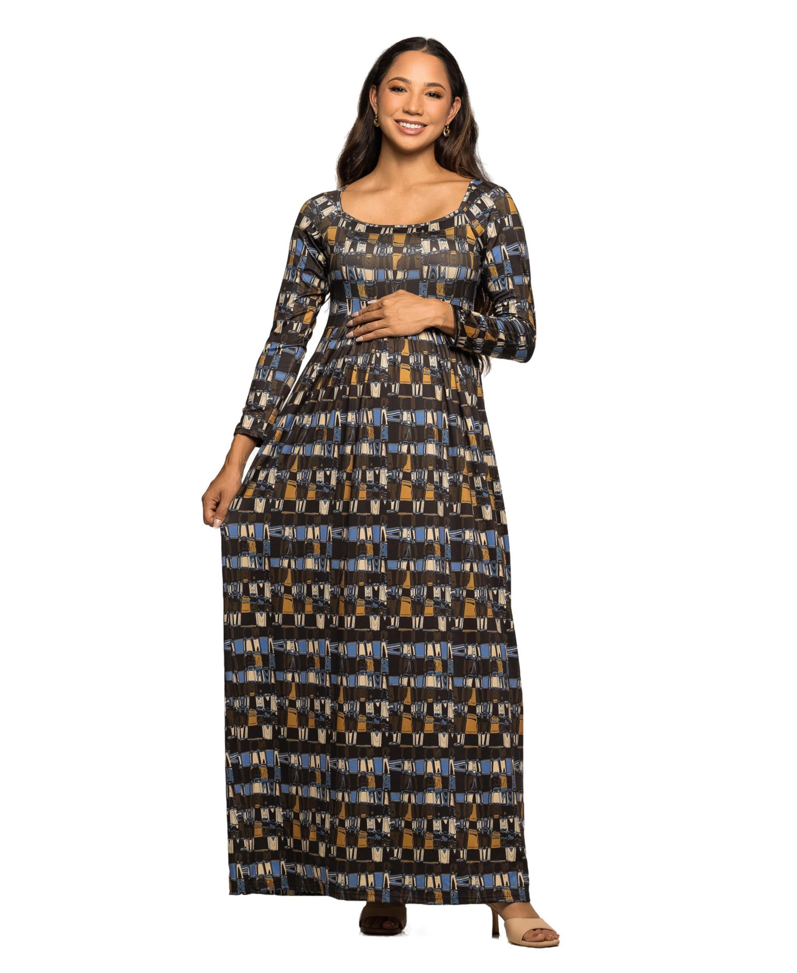 Женское макси-платье 24seven Comfort Apparel Maternity Long Sleeve Empire Waist Maxi Dress
