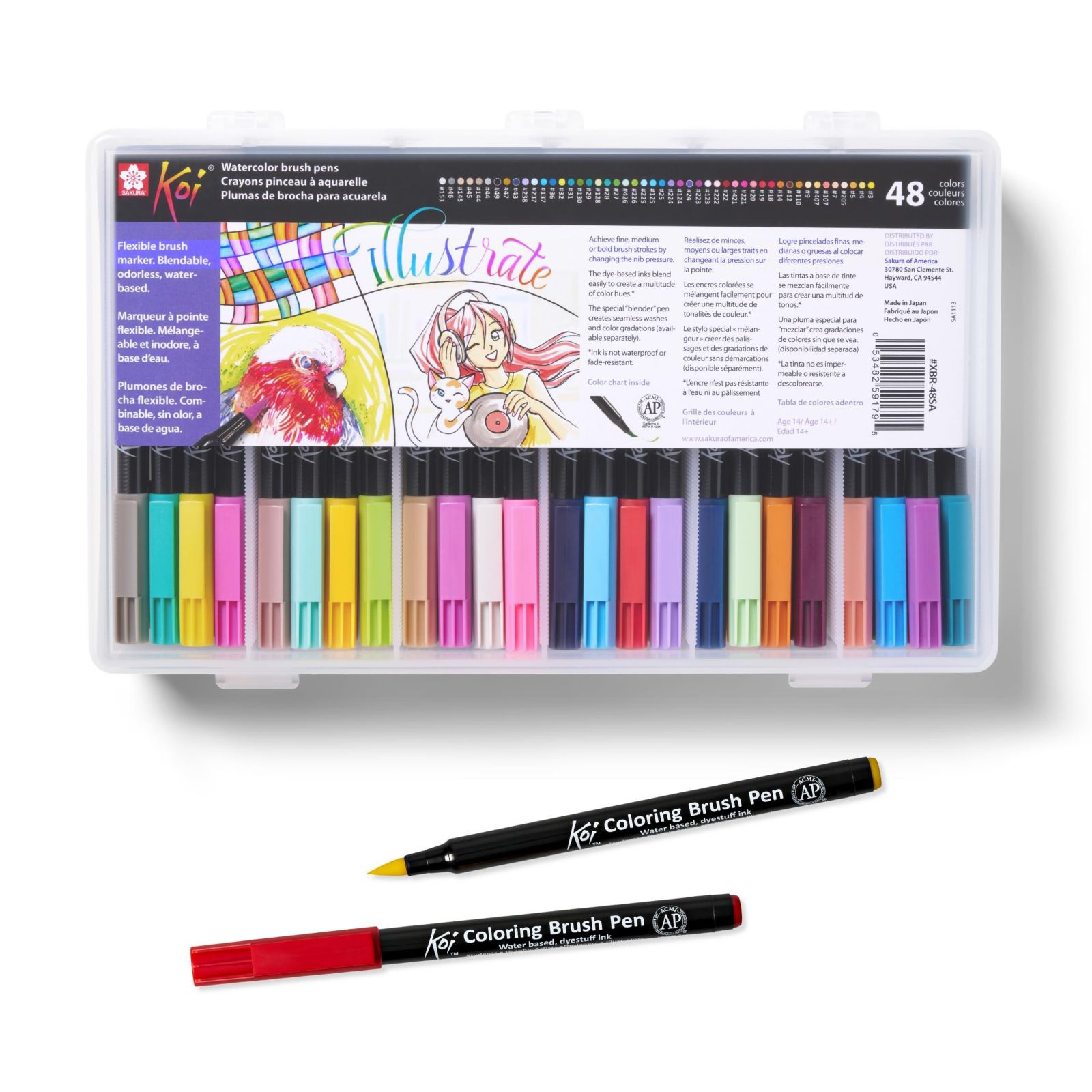 Sakura Koi Sakura Brush Pen Set, Multicolor, 48-Piece